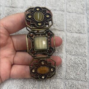 Vintage Style Gold and Brown Brooch